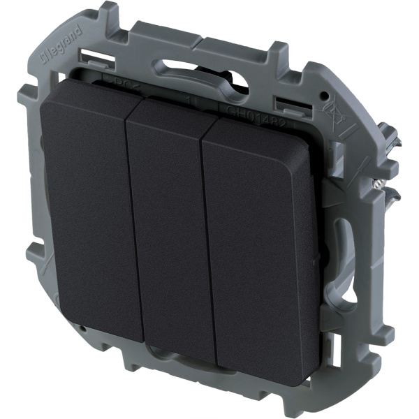 Купить Legrand INSPIRIA Антрацит Выключатель трехклавишный 10 AX - 250 В 673643