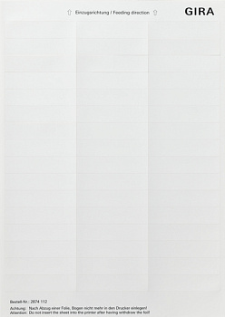 Gira Листы для надписей 15,8x67 мм 2874112