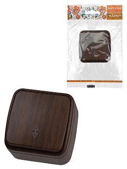 TDM Переключатель на 2 направления 1-кл. открытой установки IP20 10А, венге "Дача" Народная SQ1824-0043