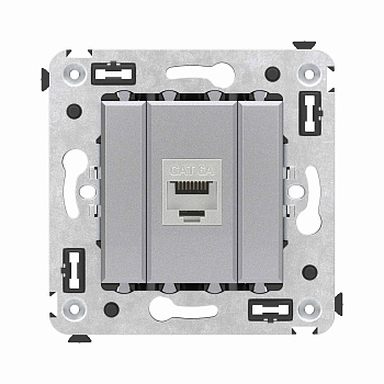 DKC Компьютерная розетка RJ-45 без шторки в стену, кат.6А одинарная экранированная, "Avanti", "Закаленная сталь"