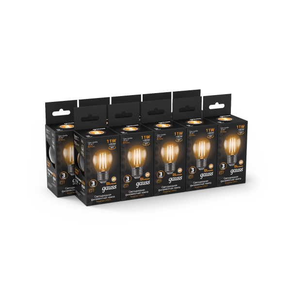 Купить Gauss Лампа Filament Шар 11W 810lm 2700К Е27 LED 105802111