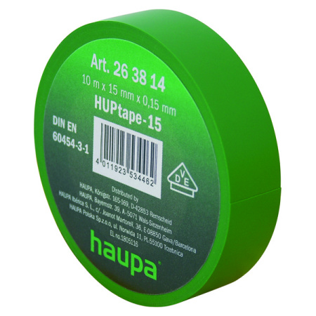 Haupa Изолента ПВХ, цвет зеленый, шир. 19 мм, длина 20 м, d 74 мм 263856