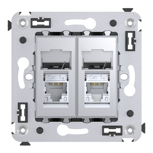 Купить DKC Компьютерная розетка RJ-45 в стену, кат.5e двойная экранированная,"Avanti", "Закаленная сталь"