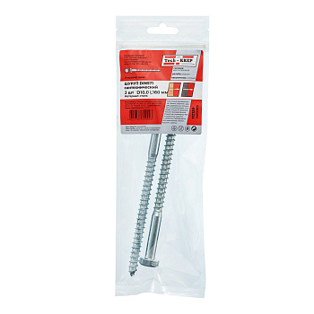 Tech-Krep Болт DIN 571 сантехнический оцинк 10х160 (2 шт) - пакет 113139