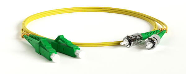 Hyperline FC-D2-9-LC/AR-ST/AR-H-1M-LSZH-YL Патч-корд волоконно-оптический (шнур) SM 9/125 (OS2), LC/APC-ST/APC, 2.0 мм, duplex, LSZH, 1 м 28329