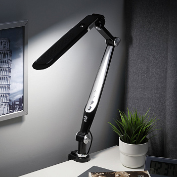 ЭРА Настольный светильник NLED-496-12W-BK светодиодный на струбцине черный