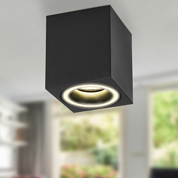 ЭРА Светильник настенно-потолочный спот OL46 BK MR16 GU10 IP20 черный