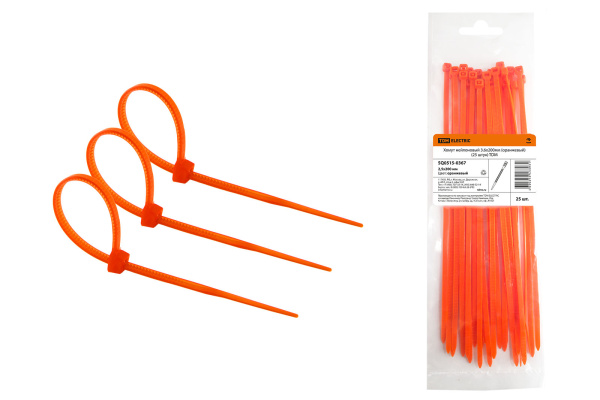 TDM Хомут нейлоновый 3.6х200мм (оранжевый) (25 штук) SQ0515-0367
