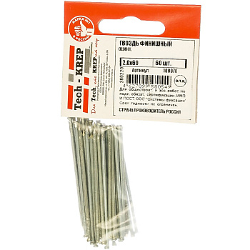 Tech-Krep Гвоздь финишный оцинк. 2,0х60 (60 шт) - пакет 108070