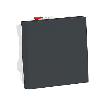 SE Unica Modular Антрацит Выключатель 1-клавишный, кнопочный, сх. 1, 10A, 2 модуля NU320654