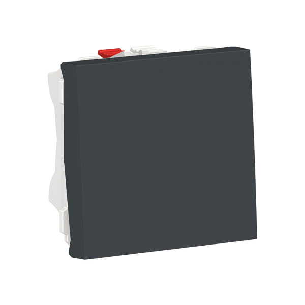 SE Unica Modular Антрацит Выключатель 1-клавишный, кнопочный, сх. 1, 10A, 2 модуля NU320654