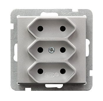 Ospel Sonata Серебро матовое Розетка 3-я (в одну коробку) для узких вилок б/з EURO, без рамки GP-3R/m/38