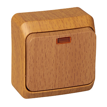 Systeme Electric Этюд наруж Дача Темный бук Выключатель 1-клавишный с подсветкой (сх. 1)