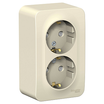 Systeme Electric Blanca наруж Молочная Розетка 2-ая с/з со шторками, 16А, 250В