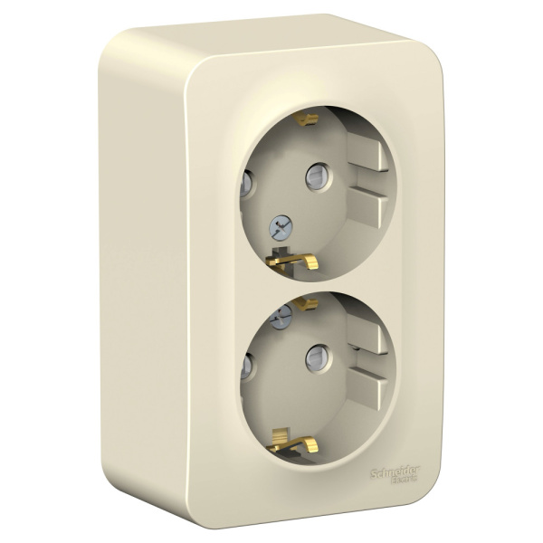 Systeme Electric Blanca наруж Молочная Розетка 2-ая с/з со шторками, 16А, 250В