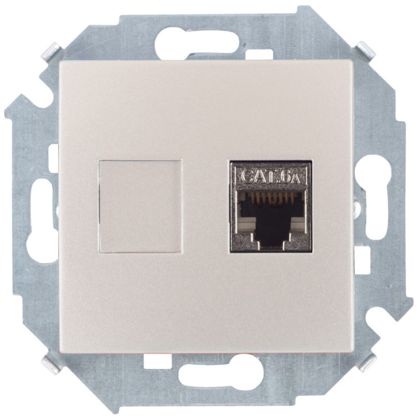 Simon 15 Шампань Розетка компьютерная RJ45 кат.6A (АМР, FTP) 1591563-034