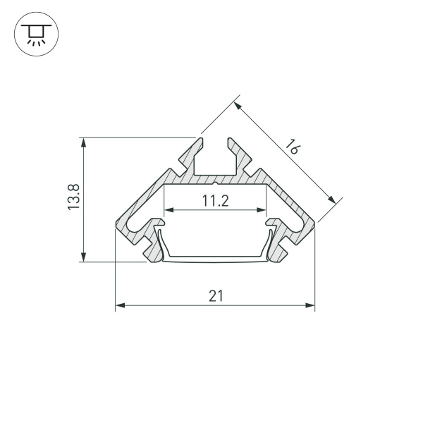 Купить Arlight Профиль PDS45-LITE-2000 ANOD (Алюминий) 023862