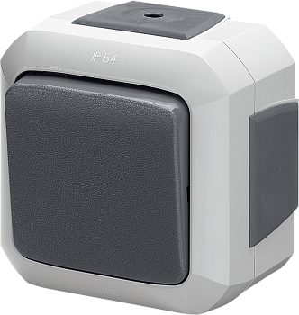 ABB Variant+ Серый Переключатель одноклавишный для многопостового монтажа, IP54 2CHN580654C4517