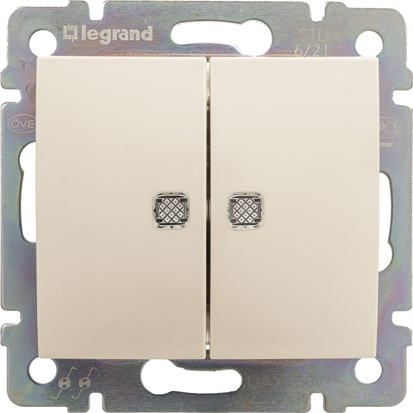 Legrand Valena Крем Переключатель 2-х клавишный с подсветкой 774112