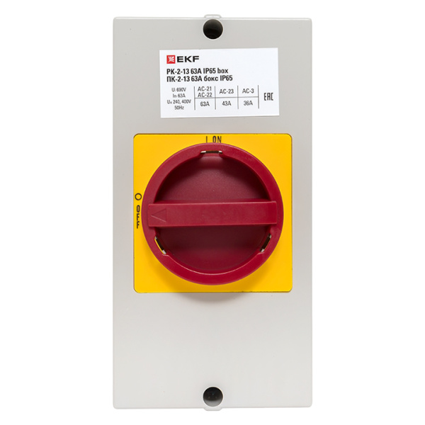 Купить Переключатель кулачковый ПК-2-13 63А 3P "ВКЛ-ВЫКЛ" с блокировкой в боксе IP65 EKF PROxima