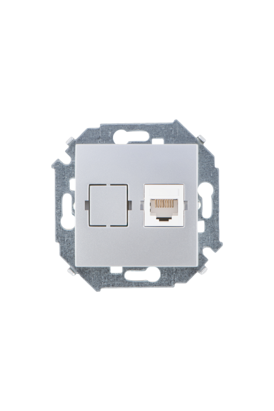 Купить Simon 15 Алюминий Розетка компьютерная 1-ая RJ45 кат.5е 1591598-033