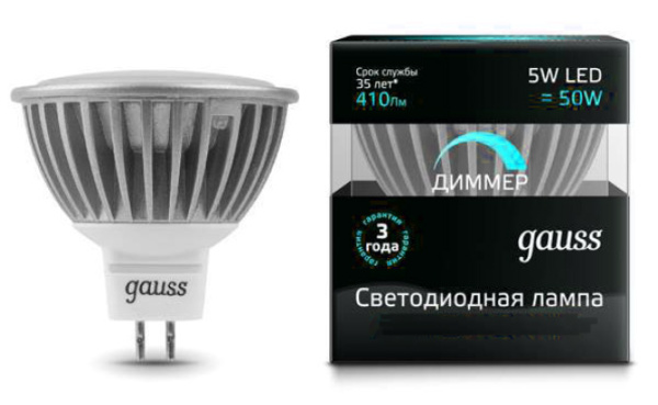 Купить Gauss Лампа MR16 5W 530lm 4100K GU5.3 диммируемая LED 101505205-D