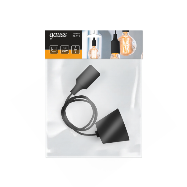 Купить Gauss Светильник подвесной Decor PL011 черный E27, 1 м, 1/40