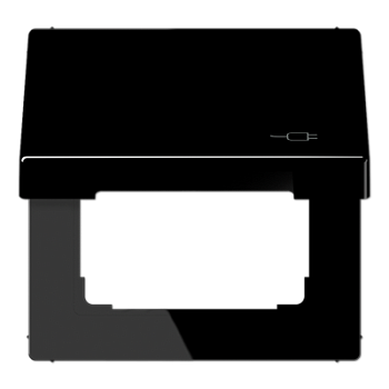 JUNG Рамка с подпружиненной крышкой для механизмов 50*50, с символом "Вилка", чёрный LS990BFKLSOCSW