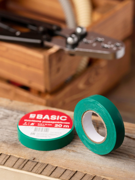 Купить EKF Basic Изолента класс В (0,13х15мм) (20м.) зеленая