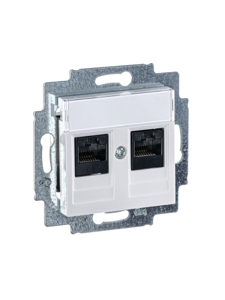 Купить ABB EPJ Levit жемчуг / ледяной Розетка компьютерная, 2хRJ45 кат,5e, жемчуг 2CHH295118A6068