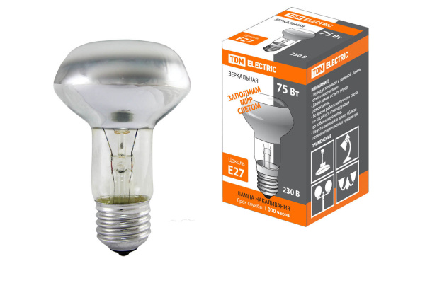 TDM Лампа накаливания зеркальная R63-75 Вт-230 В-Е27 SQ0332-0031