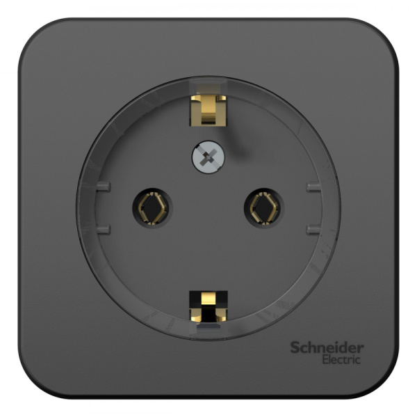 Systeme Electric Blanca наруж Антрацит Розетка с/з без шторок, (тонкая) 16А, 250В, изолир. пластина