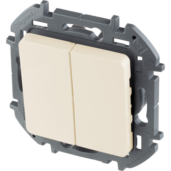 Купить Legrand INSPIRIA Слоновая кость Выключатель двухклавишный 10 AX - 250 В 673621