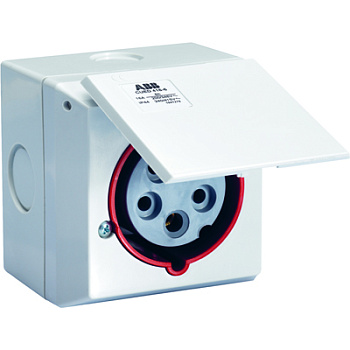 ABB Розетка для монтажа на поверхность CUED416-6+RD, 3P+N+E, 16А, IP44, 6ч 2CMA178696R1000