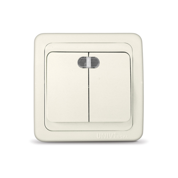 UNIVersal "Валери" Выключатель "слоновая кость" (ivory) 2 кл. с подсветкой Б-В0123
