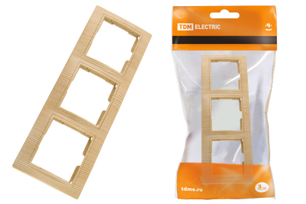TDM Рамка 3-х постовая горизонтальная "ЭКО" (сосна) "Таймыр" SQ1814-0228