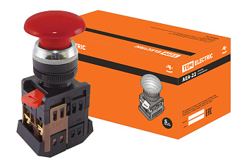 TDM Кнопка AEА-22 "Грибок" красный d22мм 1з+1р SQ0704-0015