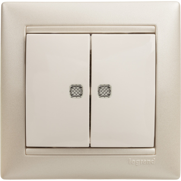 Купить Legrand Valena Бел Выключатель 2-х клавишный с подсветкой 774428