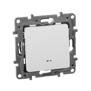 Legrand Etika Бел Переключатель с подсветкой, 10А, авт. клем 672215