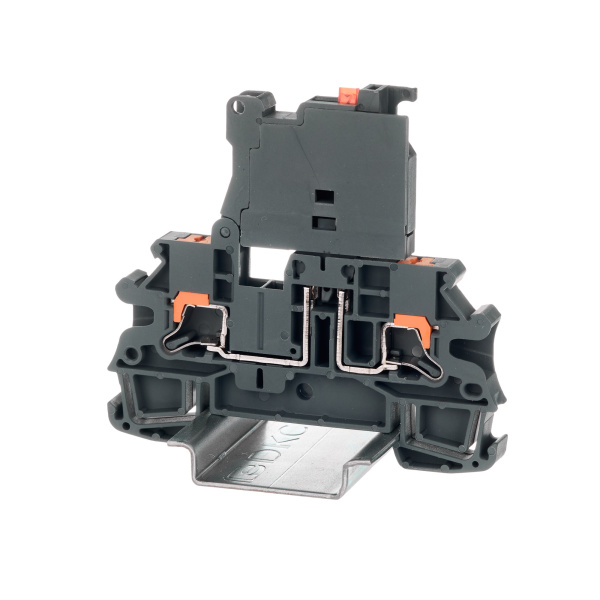 DKC Nuputuk Клемма для предохранителя, зажим Push-in, 2 точки подключения, индикация 24В, 4 кв.мм, серая