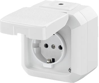 ABB Variant+ Белый Розетка с/з 16А с защитной крышкой, IP54 2CHN183510C4500