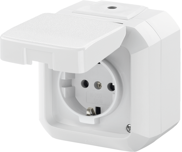 ABB Variant+ Белый Розетка с/з 16А с защитной крышкой, IP54 2CHN183510C4500