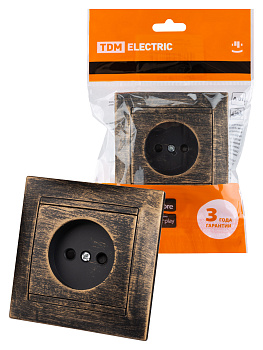 TDM Розетка 2П 10А 250В с защ. шт. старинная бронза "Лама" SQ1815-0751