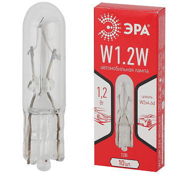 ЭРА Автолампа W1,2W 12V W2x4.6d (лампа для освещения приборной панели) (10/5000/60000)