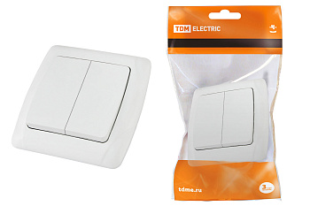 TDM Выключатель 2 кл. 10А белый "Онега" SQ1805-0002