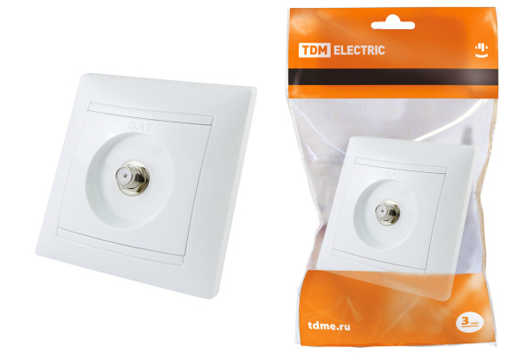 TDM Розетка SAT (F-разъем) 0-2400МГц белая "Лама" SQ1815-0021