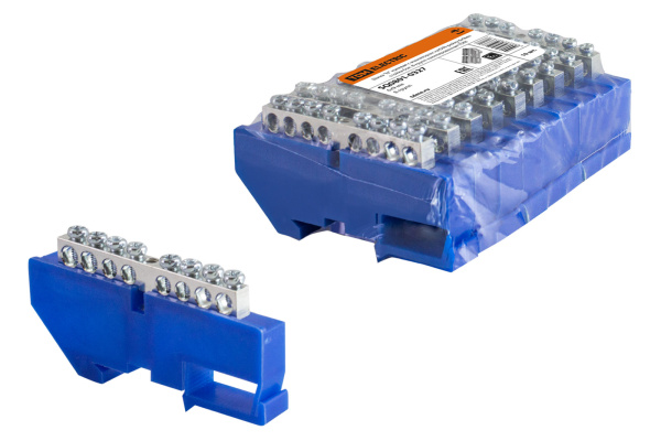 TDM Шина "N" нулевая с изолятором на DIN-рейку 6x9мм стойка бол. 8 групп никелированная SQ0801-0327