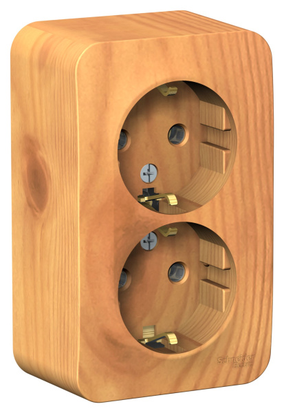 Купить Systeme Electric Blanca наруж Ясень Розетка 2-ая с/з без шторок, 16А, 250В