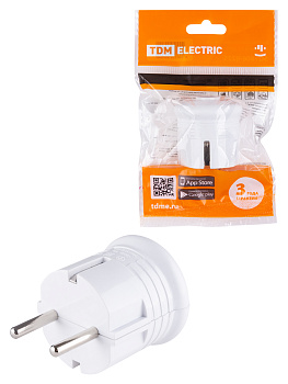 TDM Вилка с/з круглая белая 10А 250В SQ1806-0199