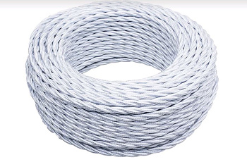 BIRONI Белый глянец Витой провод 2*0,75 20м B1-422-071-20